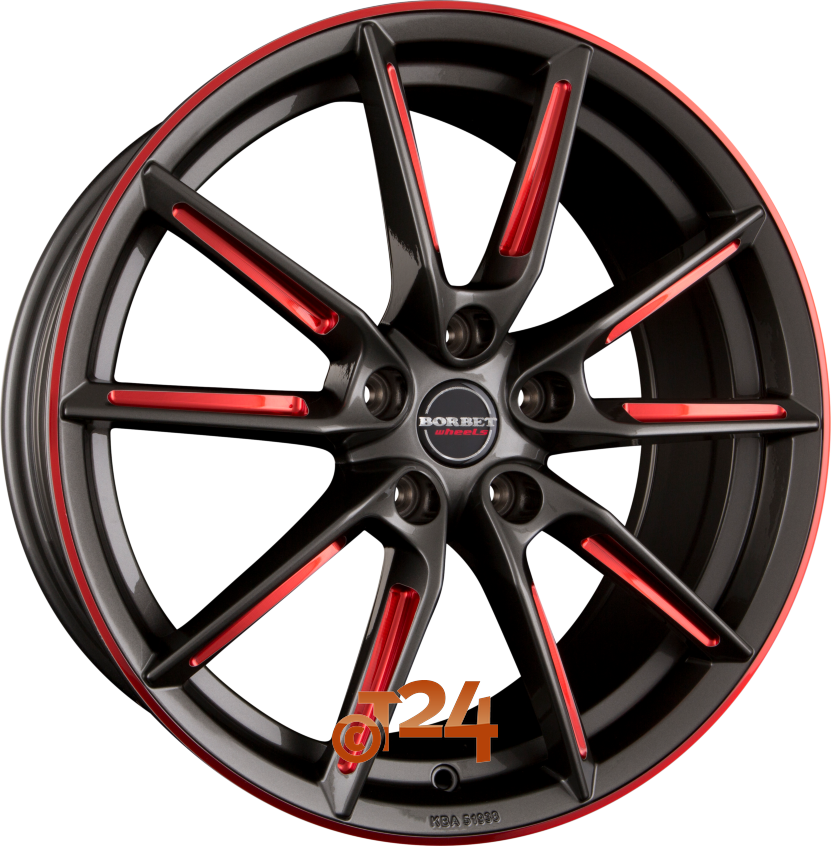 LX|Graphite Spoke Rim Red Polished 20