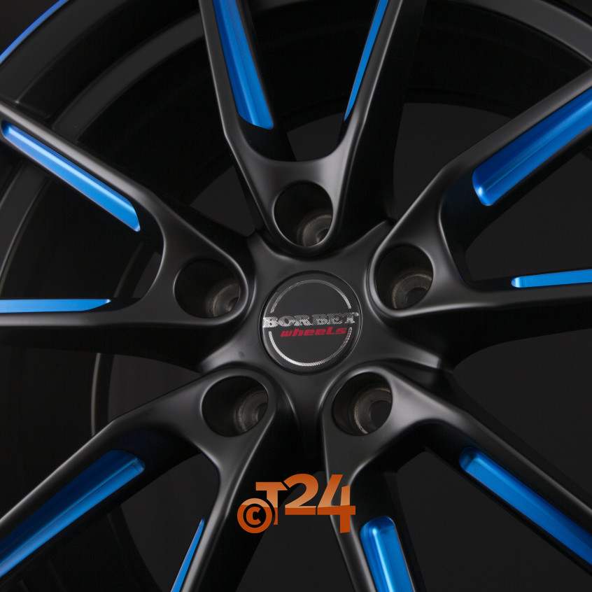 LX|Black Matt Spoke Rim Blue Polished 20