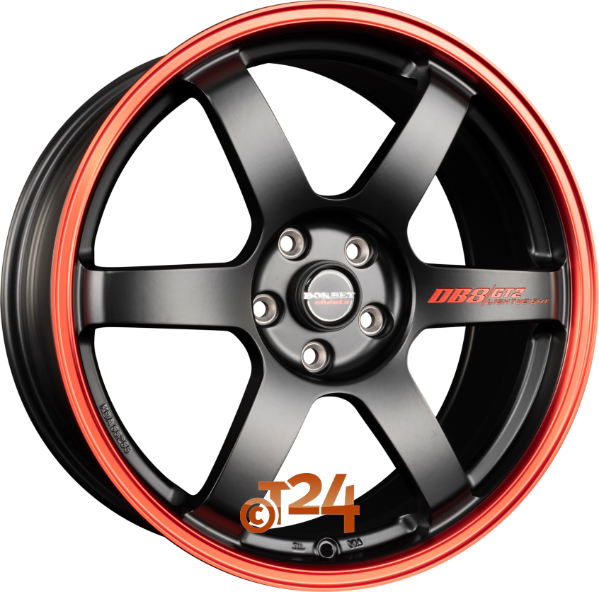 DB8GT2|Black Matt Rim Red 19