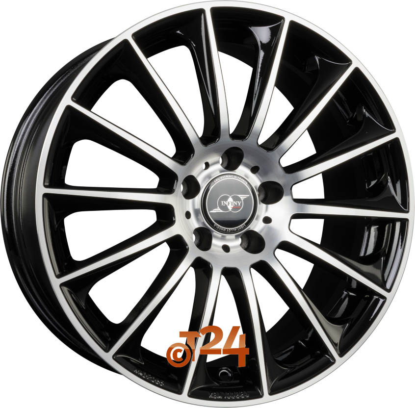 STUTTGART|Noir Brillant Face Polie - Bright Black Machined 18