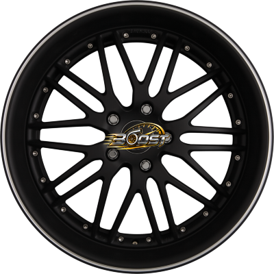 EMOTION-WHEELS WASABI Schwarz Matt mit Aussenring Poliert — Zwart lichtmetalen velg
