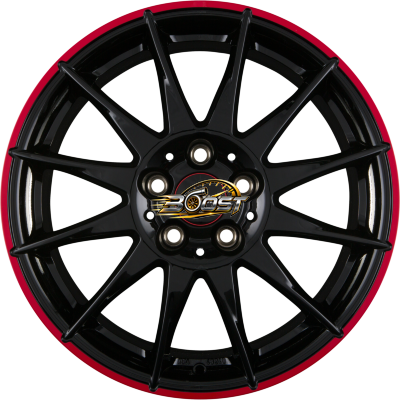 RONAL R54 MCR Jetblack-Red Rim — Zwart lichtmetalen velg