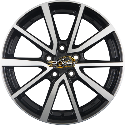 PLATIN P 95 Diamant Schwarz Frontpoliert — Zwart lichtmetalen velg