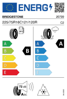 EU-Reifenlabel für BRIDGESTONE DURAVIS ALL SEASON EVO 225/75 R16C 121/120R
