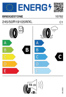 Offizielles EU-Reifenlabel für BRIDGESTONE ALENZA 001