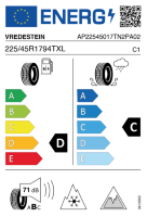 EU-label voor VREDESTEIN NORDTRAC 2+