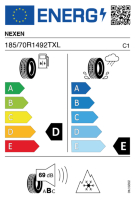 EU-Reifenlabel für NEXEN WINGUARD ICE PLUS WH43 185/70 R14 92T
