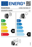 EU-label voor ROADCRUZA RA7000 X/T