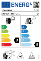 EU-label voor YOKOHAMA G075 ICE GUARD
